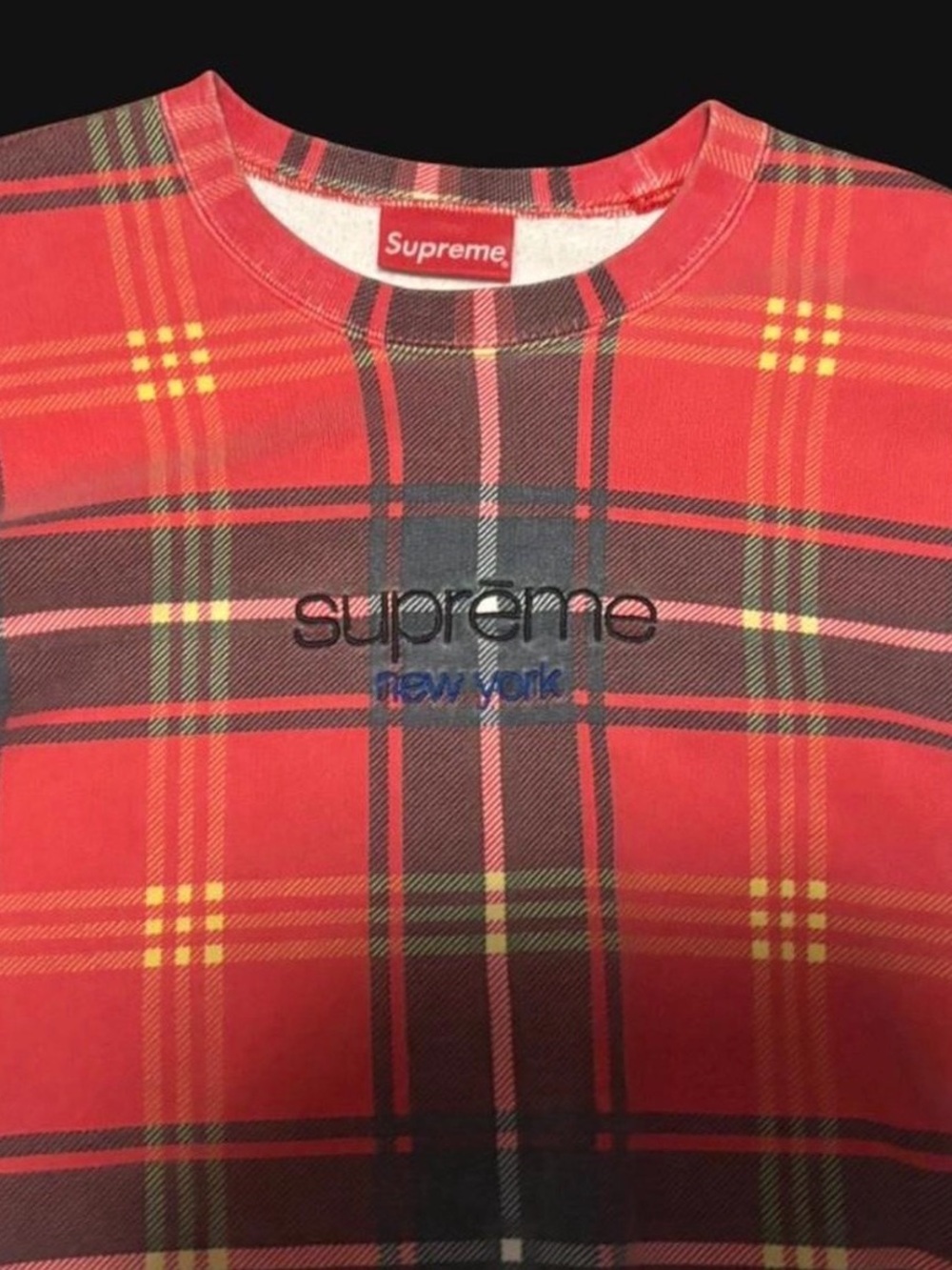 Supreme Red Plaid Crewneck Sweatshirt